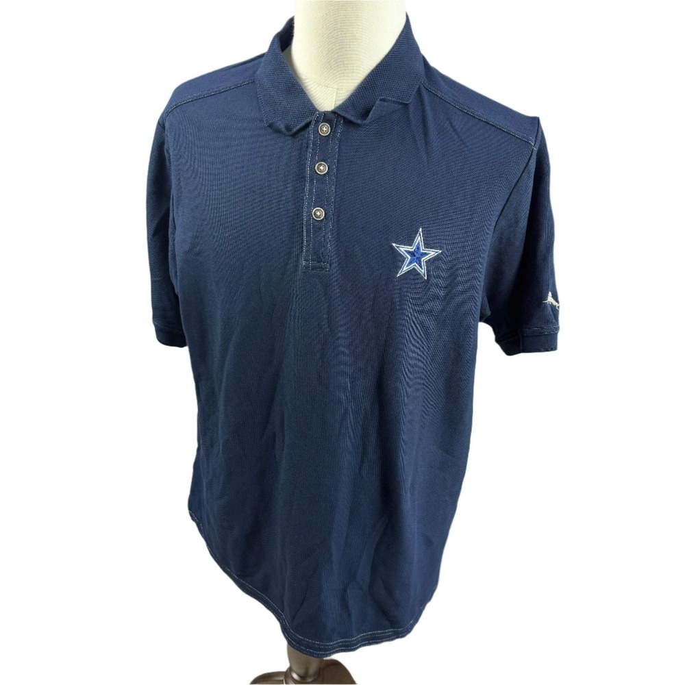Tommy Bahama NFL Dallas Cowboys Blue‎ Embroidered Polo Shirt Mens Large